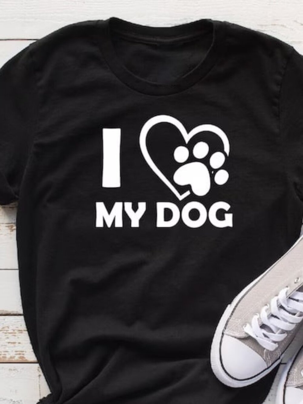 I Love My Dog T-shirt, Dog Lover Gift, Paw Print Tee